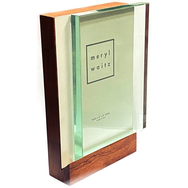 Meryl Waitz Premium Floating Glass Wood Picture Frame - Vertical Display (Holds 4" x 6" Photo) - Dollar Fanatic