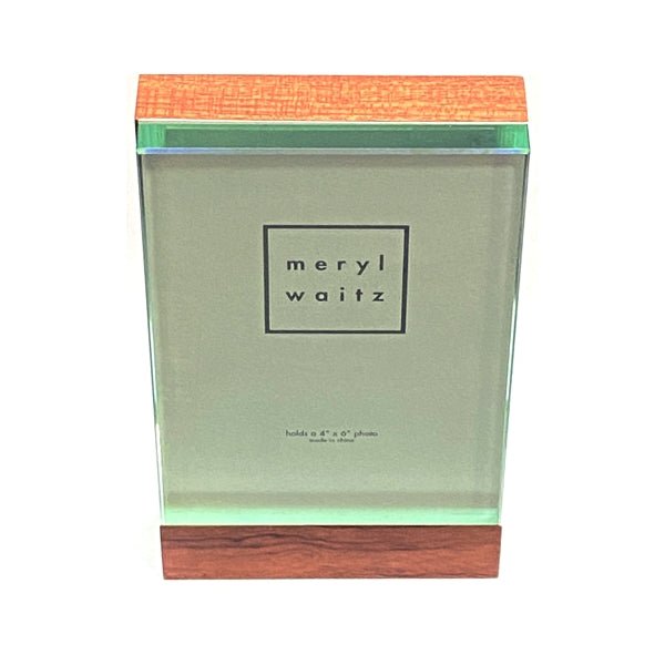 Meryl Waitz Premium Floating Glass Wood Picture Frame - Vertical Display (Holds 4" x 6" Photo) - Dollar Fanatic