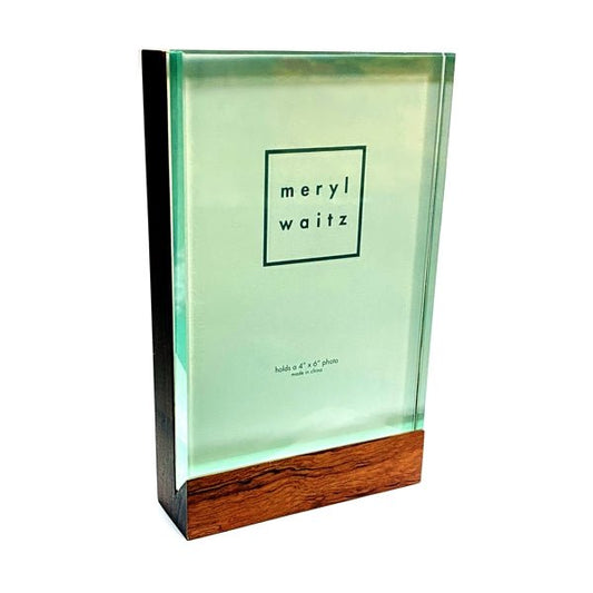 Meryl Waitz Premium Floating Glass Wood Picture Frame - Vertical Display (Holds 4" x 6" Photo) - Dollar Fanatic