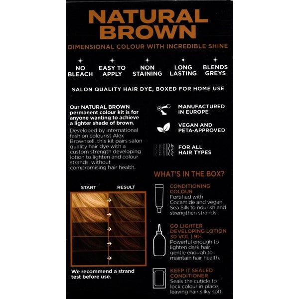 No Bleach London Permanent Hair Color Kit (6.0 Natural Brown) Bleach Free, Vegan - Dollar Fanatic