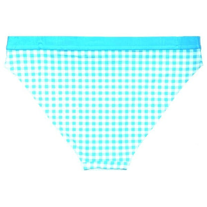 Parade Mid - Rise Mesh Bikini Brief Underwear - Aqua Blue Gingham (Select Size) - Dollar Fanatic
