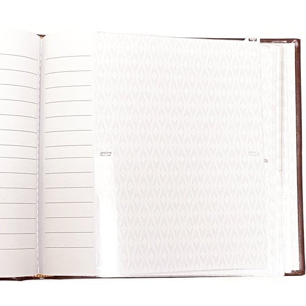 Pinnacle Photo Album Book with Picture Window and Memo Writing Space - Faux Brown Leather Hardcover (9.5" x 8.75", 60 Pages) Holds 4 x 6 Pictures and 5 x 7 Pictures - Dollar Fanatic