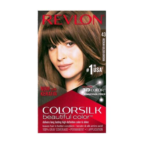Revlon ColorSilk Beautiful Color Permanent Hair Color (43 Medium Golden Brown) 100% Gray Coverage - $5 Outlet