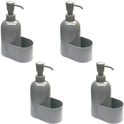 Room Essentials Hand Soap Dispenser with Sponge Holder Caddy - Gray (Holds up to 15 fl. oz.) One - Piece Design - Dollar Fanatic
