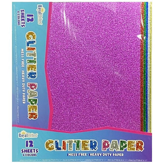 Royal Brites Glitter Paper Sheets (12 Pack) Mess Free, Heavy Duty Paper - $5 Outlet