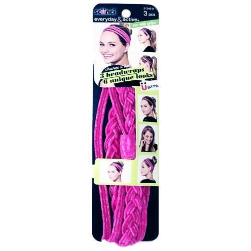 Scunci No-Slip Grip 3-Piece Headbands - 21246-A (Pink) All Day Hold - DollarFanatic.com
