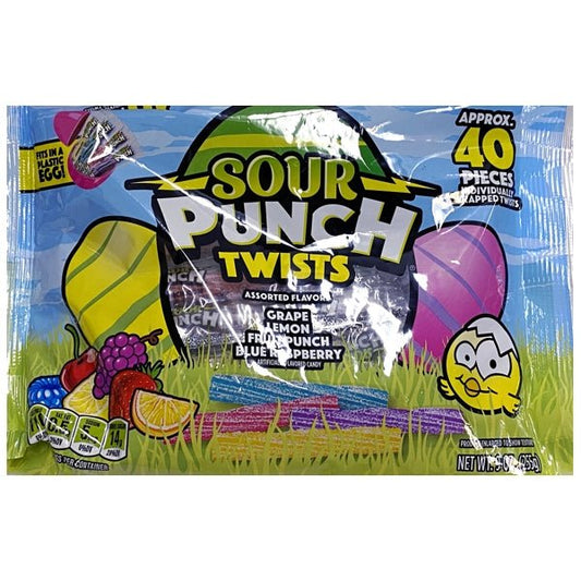 Sour Punch Twists Candy - Grape, Lemon, Fruit Punch, Blue Raspberry (Net Wt. 9 oz.) Approx. 40 Individually Wrapped Pieces - $5 Outlet