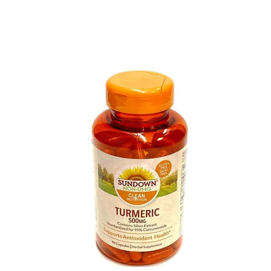 Sundown Turmeric Herbal Capsules - 500mg (90 Count) Non-GMO, Gluten Free, Dairy Free - $5 Outlet