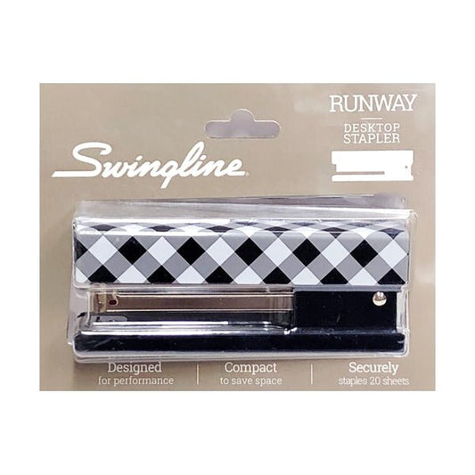 Swingline Desktop Stapler - Runway (Checkered & Black) Staples 20 Sheets Securely - $5 Outlet