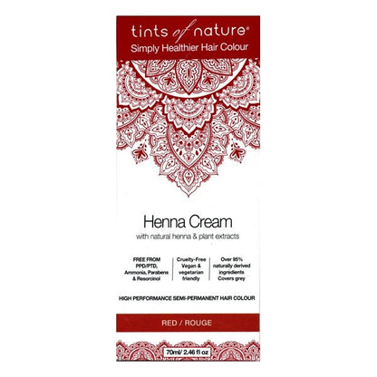 Tint of Nature Henna Cream Rich Conditioning Semi - Permanent Hair Color - Red (Net 2.46 fl. oz.) Vegan, Lasts up to 12 Washes - Dollar Fanatic