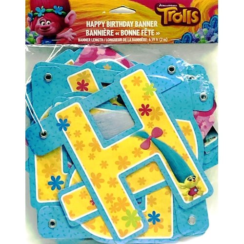 Trolls Happy Birthday Party Banner (6.59 ft.) - DollarFanatic.com
