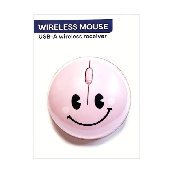 Vivitar Wireless Mouse with USB - A Wireless Receiver (Pink/Smiley Face) Compatible with Mac and Windows OS - Dollar Fanatic