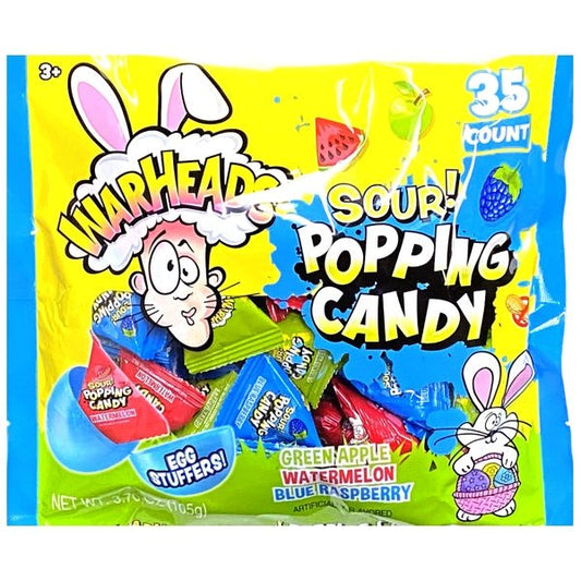 Warheads Sour Popping Candy Party Pack - Blue Raspberry, Watermelon, Green Apple (35 Pack) Individually Wrapped Pieces - $5 Outlet