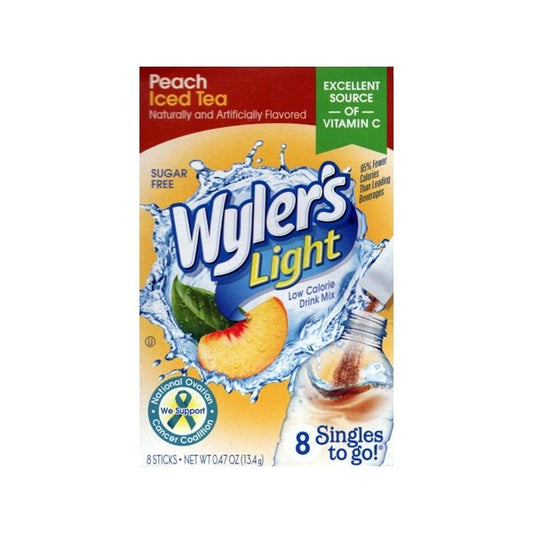 Wylers Light Peach Tea Singles To Go Drink Mix (8 Pack) Sugar Free - $5 Outlet