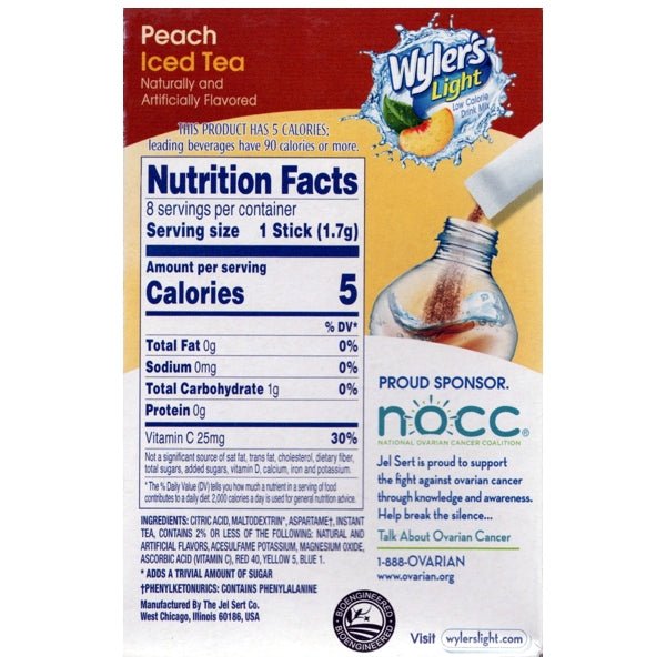 Wylers Light Peach Tea Singles To Go Drink Mix (8 Pack) Sugar Free - $5 Outlet