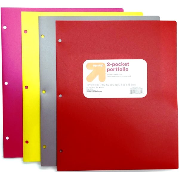 2-Pocket Plastic Portfolio Folder - 9.375" x 11.375" (Fits in 3-Ring Binder) Select Color - DollarFanatic.com