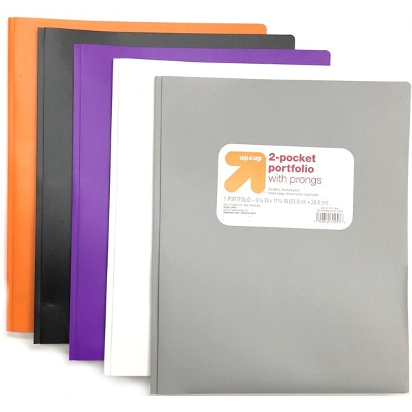 2-Pocket Prong Plastic Portfolio Folder - 9.375" x 11.375" (Select Color) - DollarFanatic.com