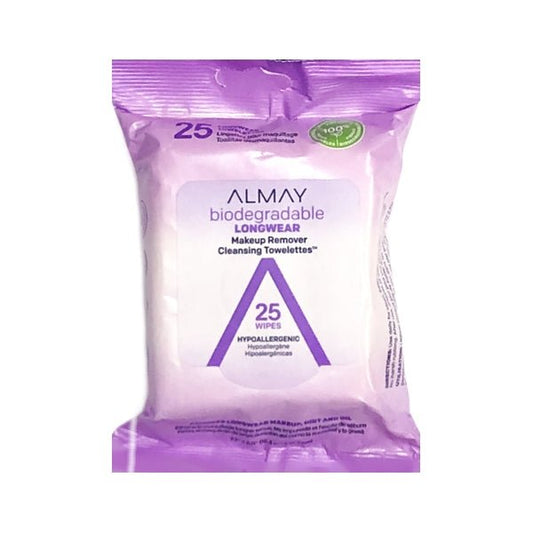 Almay Longwear Makeup Remover Face Cleansing Wipes (25 Pack) Hypoallergenic - $5 Outlet