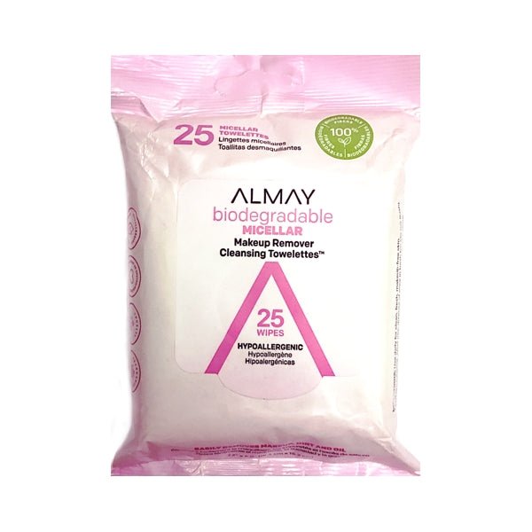 Almay Micellar Makeup Remover Face Cleansing Wipes (25 Pack) Hypoallergenic - DollarFanatic.com
