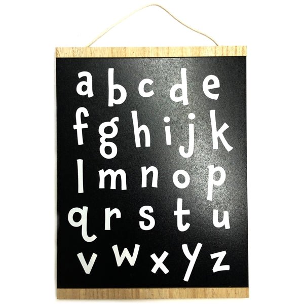 Alphabet Wood Hanging Sign - Black (9" x 12" x .375") - DollarFanatic.com