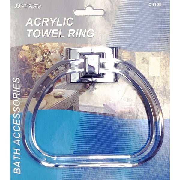 Aqua Plumb Acrylic Towel Ring - Chrome (1 Count) Includes Mounting Hardware - DollarFanatic.com