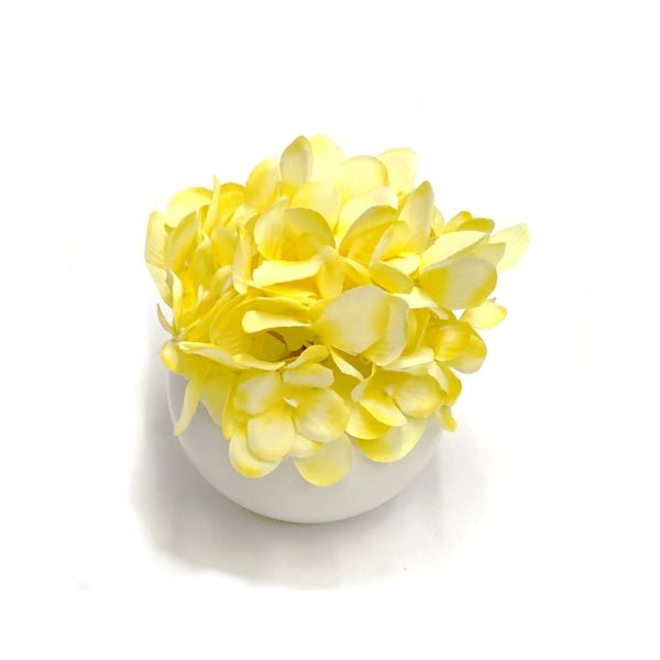 Artificial Spring Decorative Flowers in White Pot - Hydrangea (5") Select Color - DollarFanatic.com