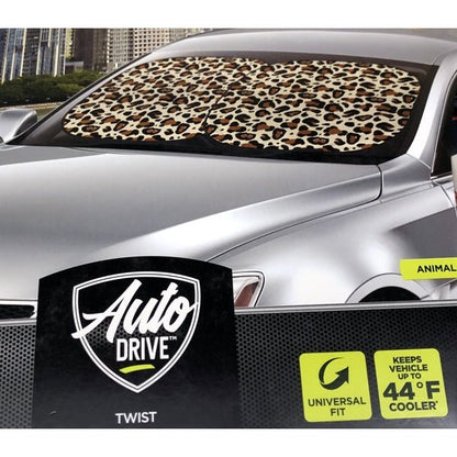 Auto Drive Windshield Twist Sun Shade Covers - Select Style (2-Piece Set) Universal Design - DollarFanatic.com