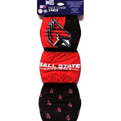 Ball State Cardinals Cloth Face Masks with Ear Loops and Filter Pocket (3 Pack) Adult - DollarFanatic.com