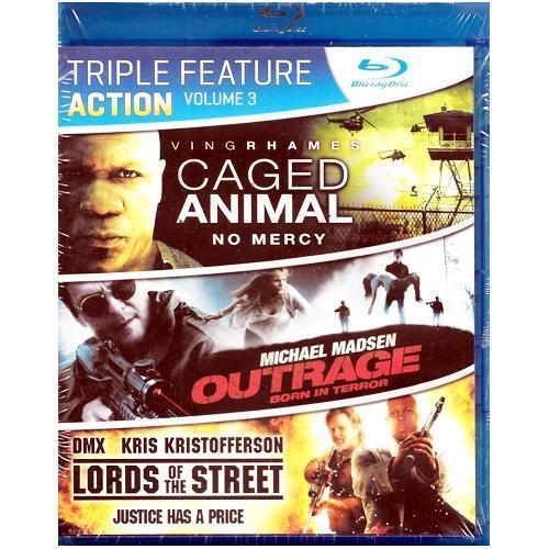 Caged Animal, Outrage & Lords of the Street - Triple Feature Action Vol. 3 (BluRay DVD Disc) - $5 Outlet