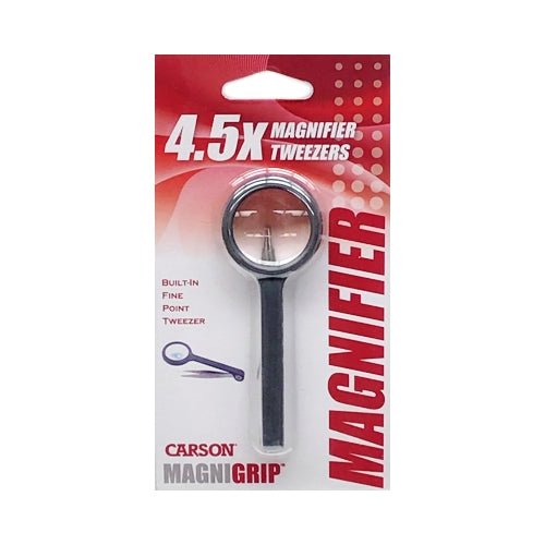 Carson MagniGrip Magnifier Glass with Built-in Tweezers - MG-55 (4.5X) - $5 Outlet