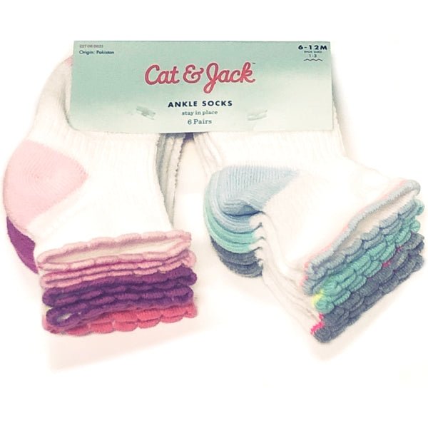 Cat & Jack Stay in Place Infant Ankle Socks - 6-12 months (6 Pack) - DollarFanatic.com
