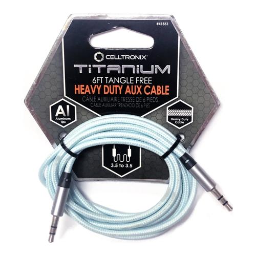 Celltronix Titanium Heavy Duty Auxiliary Stereo Audio Cable - 3.5mm Jack Male to Male (6 ft.) - $5 Outlet