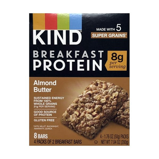 Clearance - Kind Almond Butter Breakfast Protein Bars Box (4 Packs of 2 Breakfast Bars) Best by Date: 02/11/2023 - DollarFanatic.com