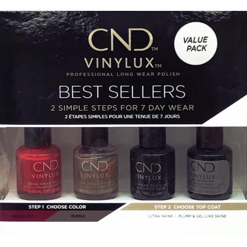 CND VINYLUX Best Sellers Long Wear Nail Polish Set - Rouge Red/Rubble & Long Wear Top Coats - $5 Outlet