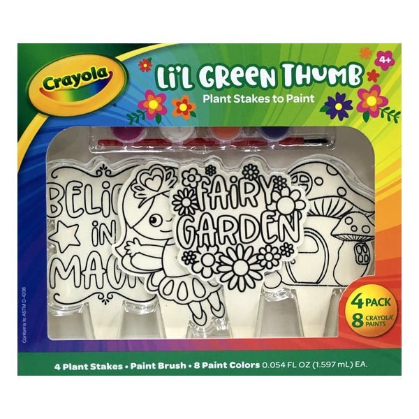 Crayola Lil Green Thumb Paint n Display Plant Stakes Kit - Fairy Garden (4 Plant Stakes with Paint Colors and Paint Brush) - DollarFanatic.com