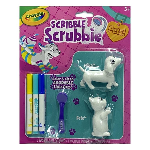 Crayola Scribble Scrubbie Pets Kit - Fefe and Mika (6-Piece Set) Includes 3 Washable Markers - $5 Outlet