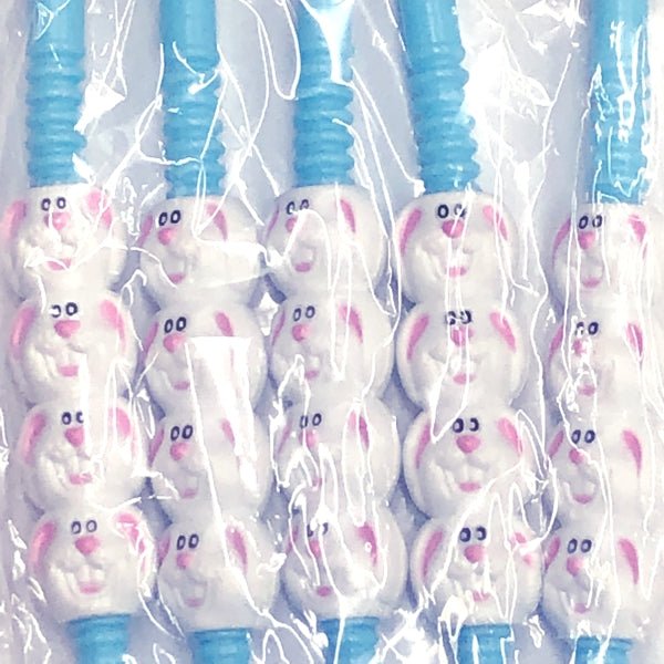 Easter Unlimited Funny Bunny Party Straws (5 Pack) Select Straw Color - DollarFanatic.com