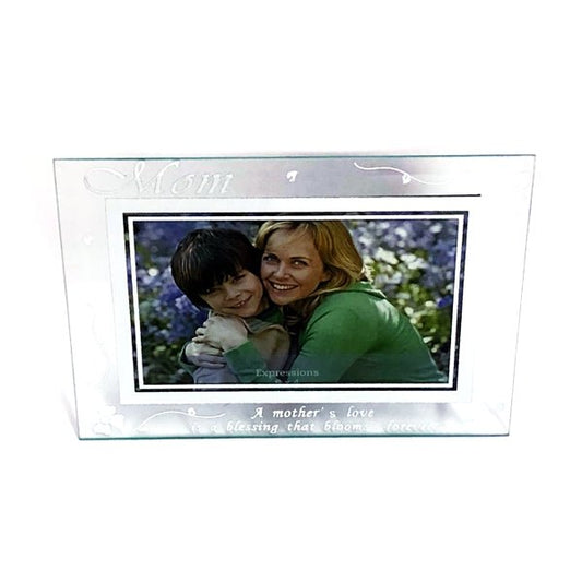 EDA Mother's Love Glass Picture Frame - Clear/Silver Accents (Holds 6" x 4" Picture) - $5 Outlet