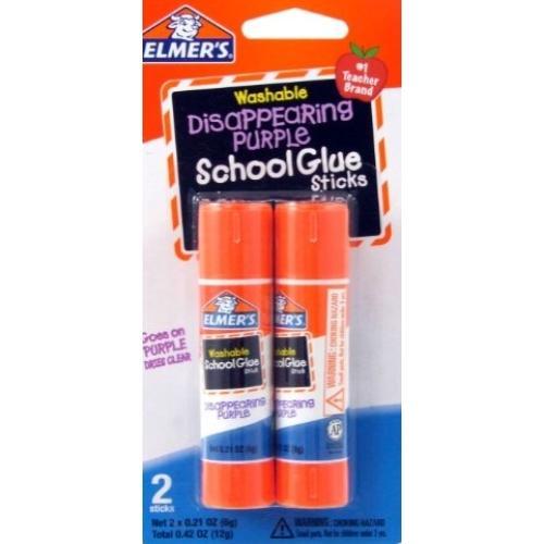 Elmer's Washable Disappearing Purple School Glue Sticks (2 Pack) Total Net wt. 0.42 oz. - DollarFanatic.com