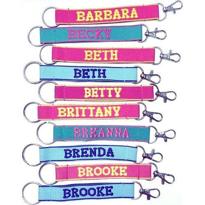 Embroidered Name Keychain Nylon Key Strap & Clip (1" x 7.75") Select Name Starting with "B" - DollarFanatic.com