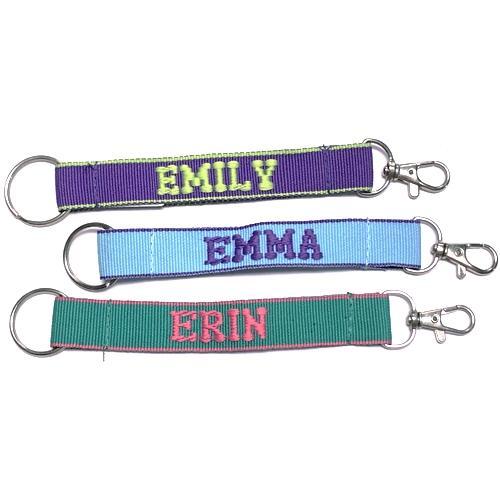Embroidered Name Keychain Nylon Key Strap & Clip (1" x 7.75") Select Name Starting with "E" or "F" - DollarFanatic.com