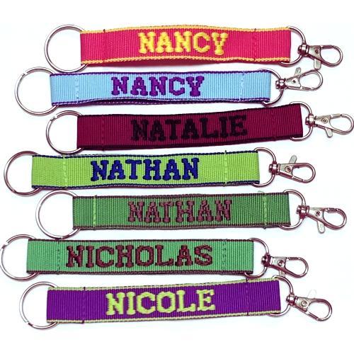Embroidered Name Keychain Nylon Key Strap & Clip (1" x 7.75") Select Name Starting with "N" - DollarFanatic.com