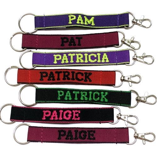 Embroidered Name Keychain Nylon Key Strap & Clip (1" x 7.75") Select Name Starting with "O" or "P" - DollarFanatic.com