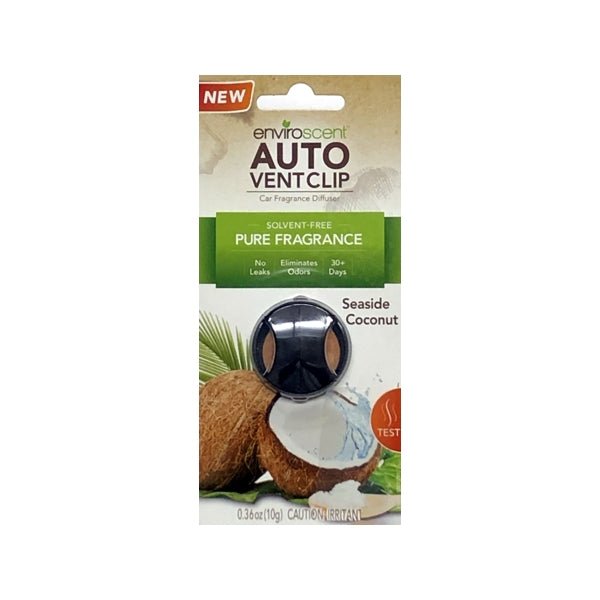 EnviroScent Auto Air Freshener Vent Clip (Seaside Coconut) Solvent Free, Pure Fragrance - DollarFanatic.com