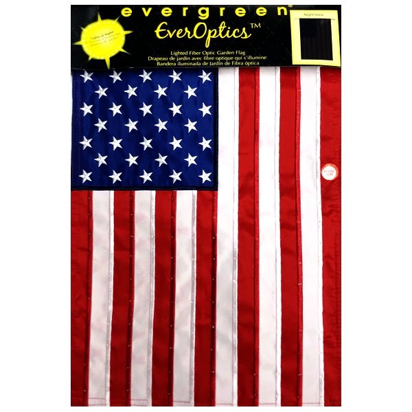 Evergreen Lighted Fiber Optic Garden Flag - USA American Flag (17.5" x 12") AA Battery Powered, Indoor/Outdoor - DollarFanatic.com