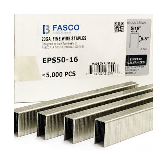 Fasco Galvanized 5/16" x 5/8" Chisel Point 20 Gauge Fine Wire Staples - EPS50-16 (5000 Pack) Best for Interior Service Class 1 - DollarFanatic.com
