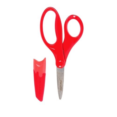 Fiskars 5" Pointed-Tip Kids Safety Scissors with Eraser Cover Sheath (Red) - $5 Outlet
