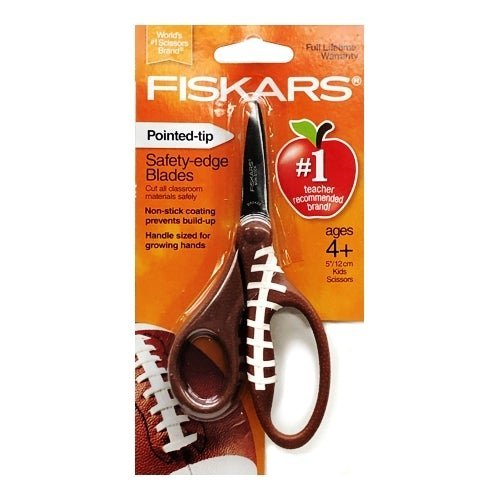 Fiskars Sports Themed 5" Pointed-Tip Kids Safety Scissors (Football) - DollarFanatic.com