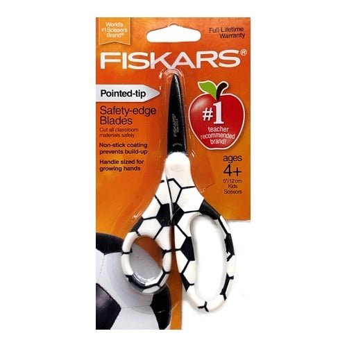 Fiskars Sports Themed 5" Pointed-Tip Kids Safety Scissors (Soccer) - DollarFanatic.com
