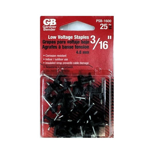 Gardner Bender Nail-In Black Cable Clips - PSB-1600 (25 Pack) 3/16" Low Voltage Staples - DollarFanatic.com